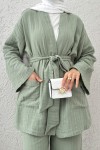 Ceday Yaka Kimono Takım 2234 - MİNT YEŞİLİ