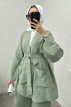 Ceday Yaka Kimono Takım 2234 - MİNT YEŞİLİ