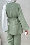 Ceday Yaka Kimono Takım 2234 - MİNT YEŞİLİ