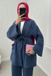 Ceday Yaka Kimono Takım 2234 - LACİVERT
