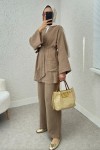 Ceday Yaka Kimono Takım 2234 - VİZON