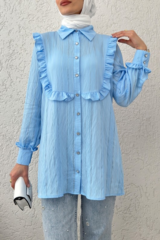 Fırfır Detaylı Tesettür Tunik 2235 - BEBE MAVİSİ Fırfır Detaylı Tesettür Tunik 2235 - BEBE MAVİSİ