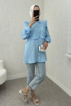 Fırfır Detaylı Tesettür Tunik 2235 - BEBE MAVİSİ Fırfır Detaylı Tesettür Tunik 2235 - BEBE MAVİSİ