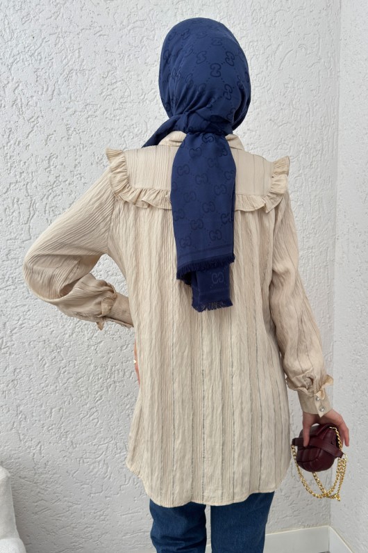 Fırfır Detaylı Tesettür Tunik 2235 - BEJ