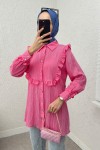 Fırfır Detaylı Tesettür Tunik 2235 - PEMBE