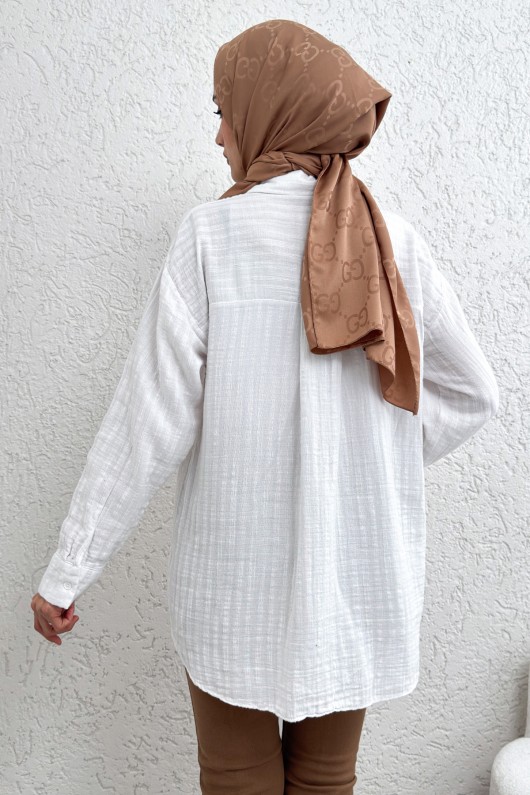 Renkli Cepli Gömlek 2236 - BEYAZ