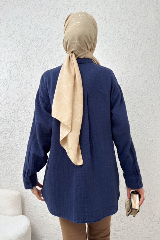 Renkli Cepli Gömlek 2236 - LACİVERT