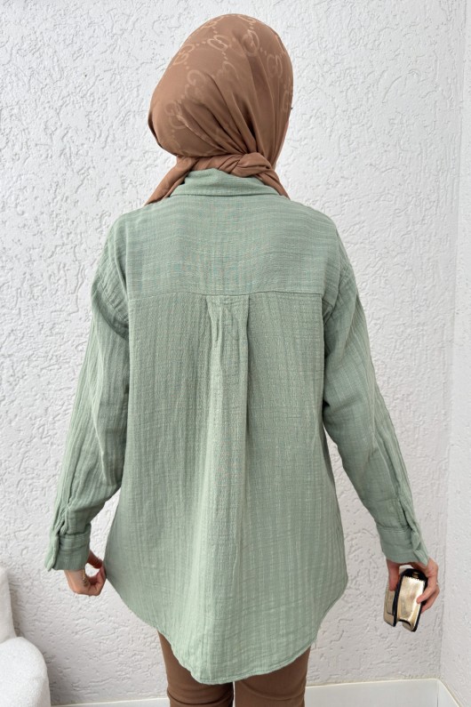 Renkli Cepli Gömlek 2236 - MİNT YEŞİLİ Renkli Cepli Gömlek 2236 - MİNT YEŞİLİ