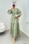 Birit Düğme Detaylı Elbise 2237 - MİNT YEŞİLİ