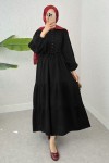 Birit Düğme Detaylı Elbise 2237 - SİYAH