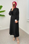 Yarasa Kol Tesettür Elbise 2239 - SİYAH