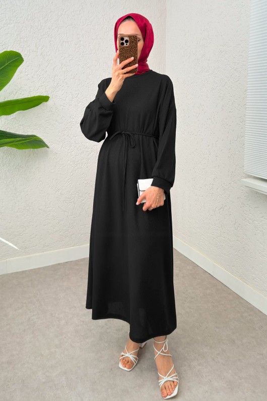 Yarasa Kol Tesettür Elbise 2239 - SİYAH