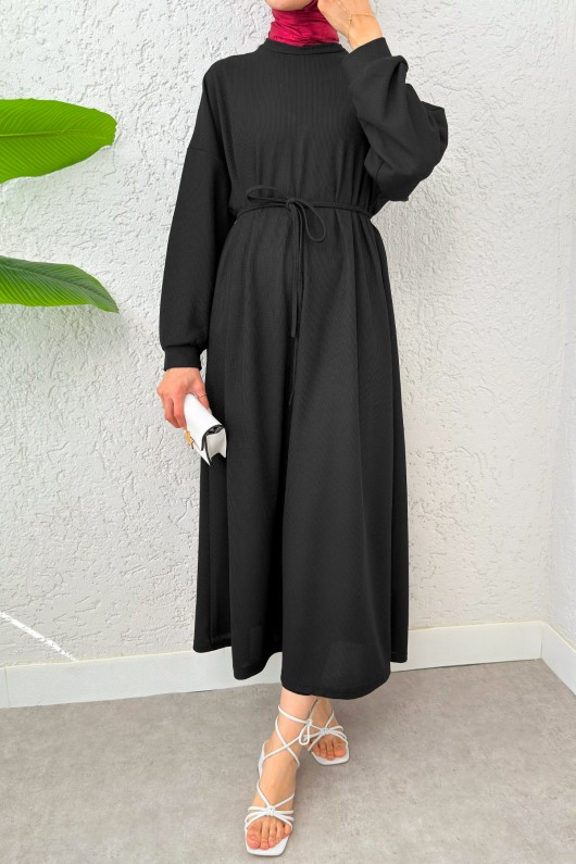 Yarasa Kol Tesettür Elbise 2239 - SİYAH