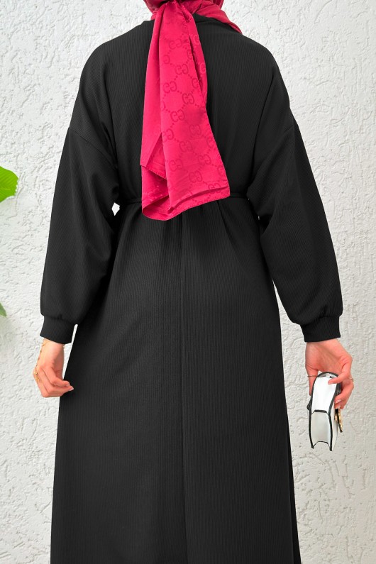 Yarasa Kol Tesettür Elbise 2239 - SİYAH