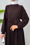 Yarasa Kol Tesettür Elbise 2239 - KAHVERENGİ