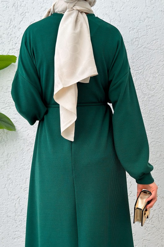 Yarasa Kol Tesettür Elbise 2239 - ZÜMRÜT YEŞİLİ