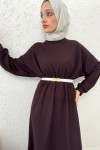 Abaya Tesettür Elbise 2239 - KAHVERENGİ