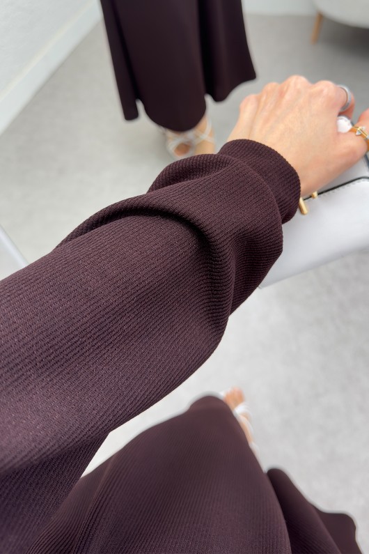 Abaya Tesettür Elbise 2239 - KAHVERENGİ