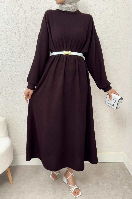 Abaya Tesettür Elbise 2239 - KAHVERENGİ