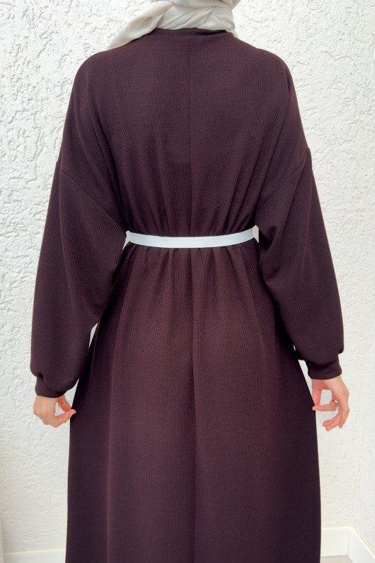 Abaya Tesettür Elbise 2239 - KAHVERENGİ