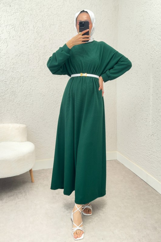 Abaya Tesettür Elbise 2239 - ZÜMRÜT YEŞİLİ