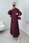 Bolerolu Elbise Takım 2240 - BORDO