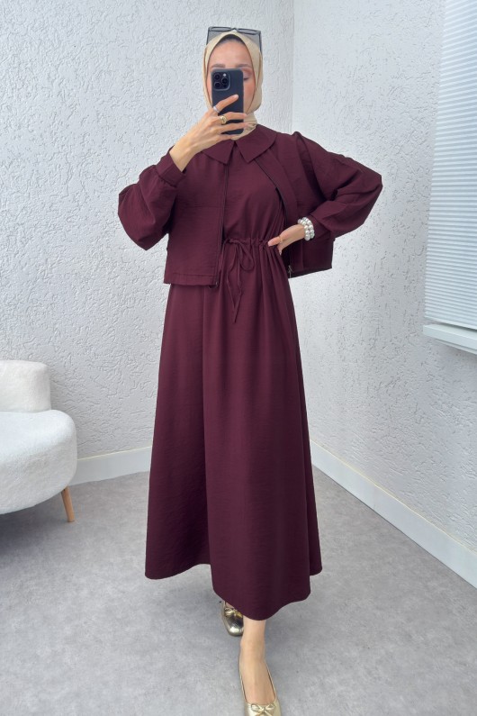 Bolerolu Elbise Takım 2240 - BORDO