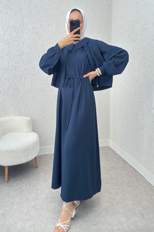 Bolerolu Elbise Takım 2240 - İNDİGO