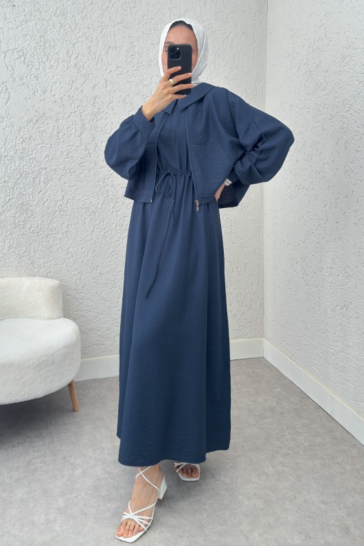 Bolerolu Elbise Takım 2240 - İNDİGO