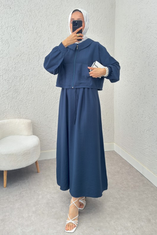 Bolerolu Elbise Takım 2240 - İNDİGO