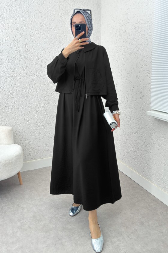Bolerolu Elbise Takım 2240 - SİYAH