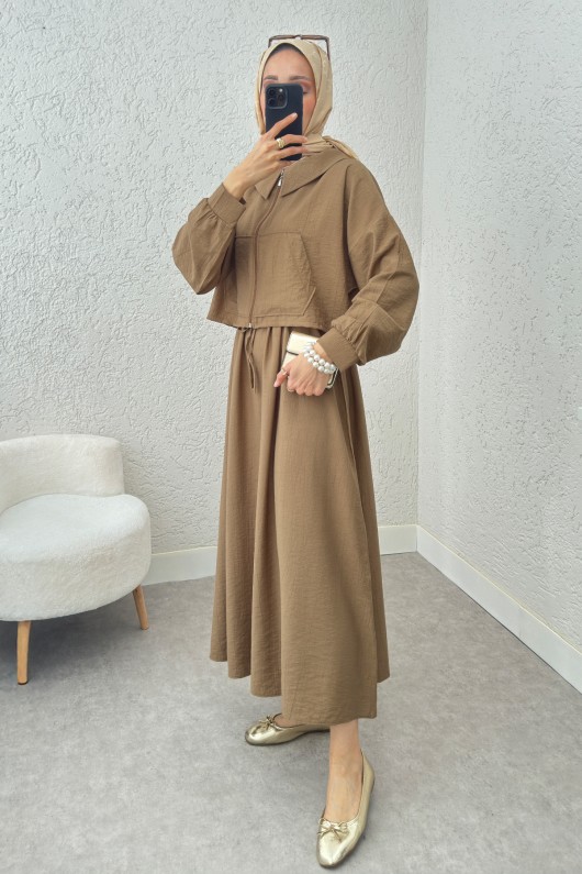 Bolerolu Elbise Takım 2240 - VİZON