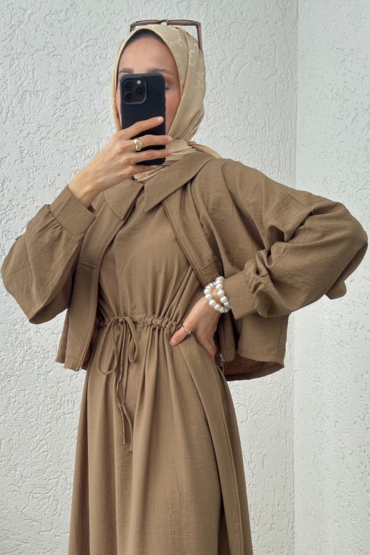 Bolerolu Elbise Takım 2240 - VİZON