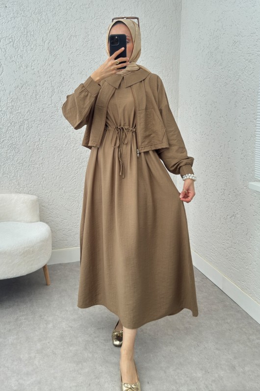 Bolerolu Elbise Takım 2240 - VİZON