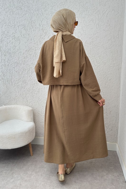 Bolerolu Elbise Takım 2240 - VİZON