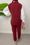 Kuşaklı Yelek Pantolon Takım 2243 - BORDO Kuşaklı Yelek Pantolon Takım 2243 - BORDO