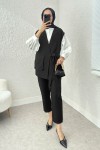 Kuşaklı Yelek Pantolon Takım 2243 - SİYAH