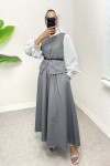 Kemerli Yelek Etek Takım 2245 - GRİ