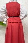 Kemerli Yelek Etek Takım 2245 - KIRMIZI