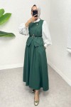 Kemerli Yelek Etek Takım 2245 - KOYU YEŞİL