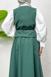 Kemerli Yelek Etek Takım 2245 - KOYU YEŞİL