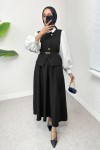 Kemerli Yelek Etek Takım 2245 - SİYAH Kemerli Yelek Etek Takım 2245 - SİYAH