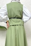 Kemerli Yelek Etek Takım 2245 - FISTIK YEŞİLİ