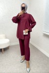 Hakim Yaka Kol Büzgülü Takım 2246 - BORDO Hakim Yaka Kol Büzgülü Takım 2246 - BORDO