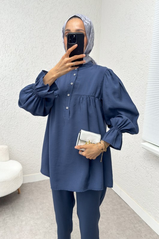 Hakim Yaka Kol Büzgülü Takım 2246 - İNDİGO