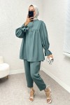 Hakim Yaka Kol Büzgülü Takım 2246 - MİNT YEŞİLİ Hakim Yaka Kol Büzgülü Takım 2246 - MİNT YEŞİLİ