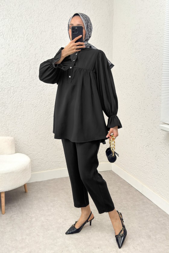 Hakim Yaka Kol Büzgülü Takım 2246 - SİYAH