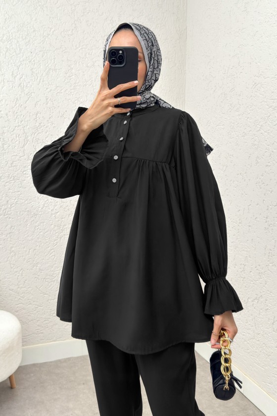 Hakim Yaka Kol Büzgülü Takım 2246 - SİYAH