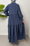 Yarım Düğmeli Tesettür Elbise 2247 - İNDİGO Yarım Düğmeli Tesettür Elbise 2247 - İNDİGO