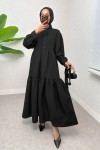 Yarım Düğmeli Tesettür Elbise 2247 - SİYAH